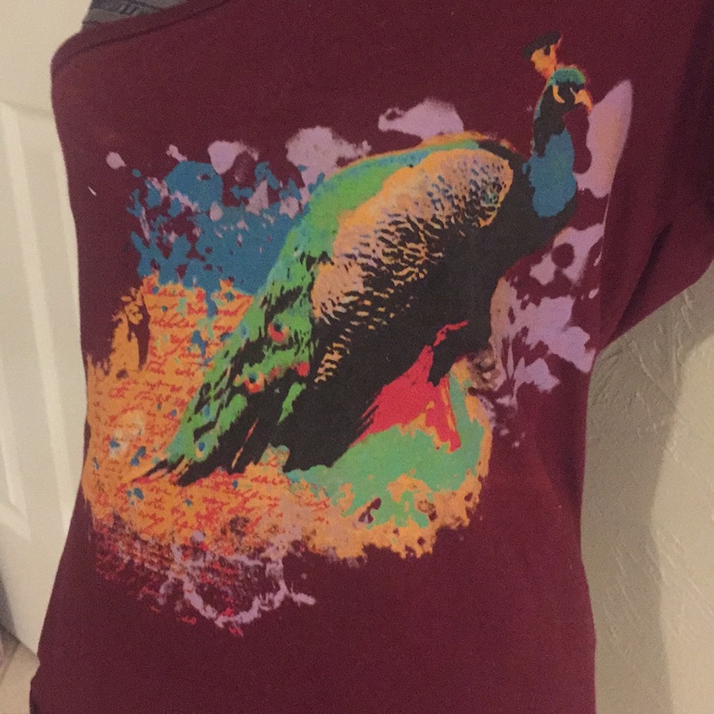 NWT Do U Speak Green Plum One-Shoulder Tee! - Picture 2 of 6